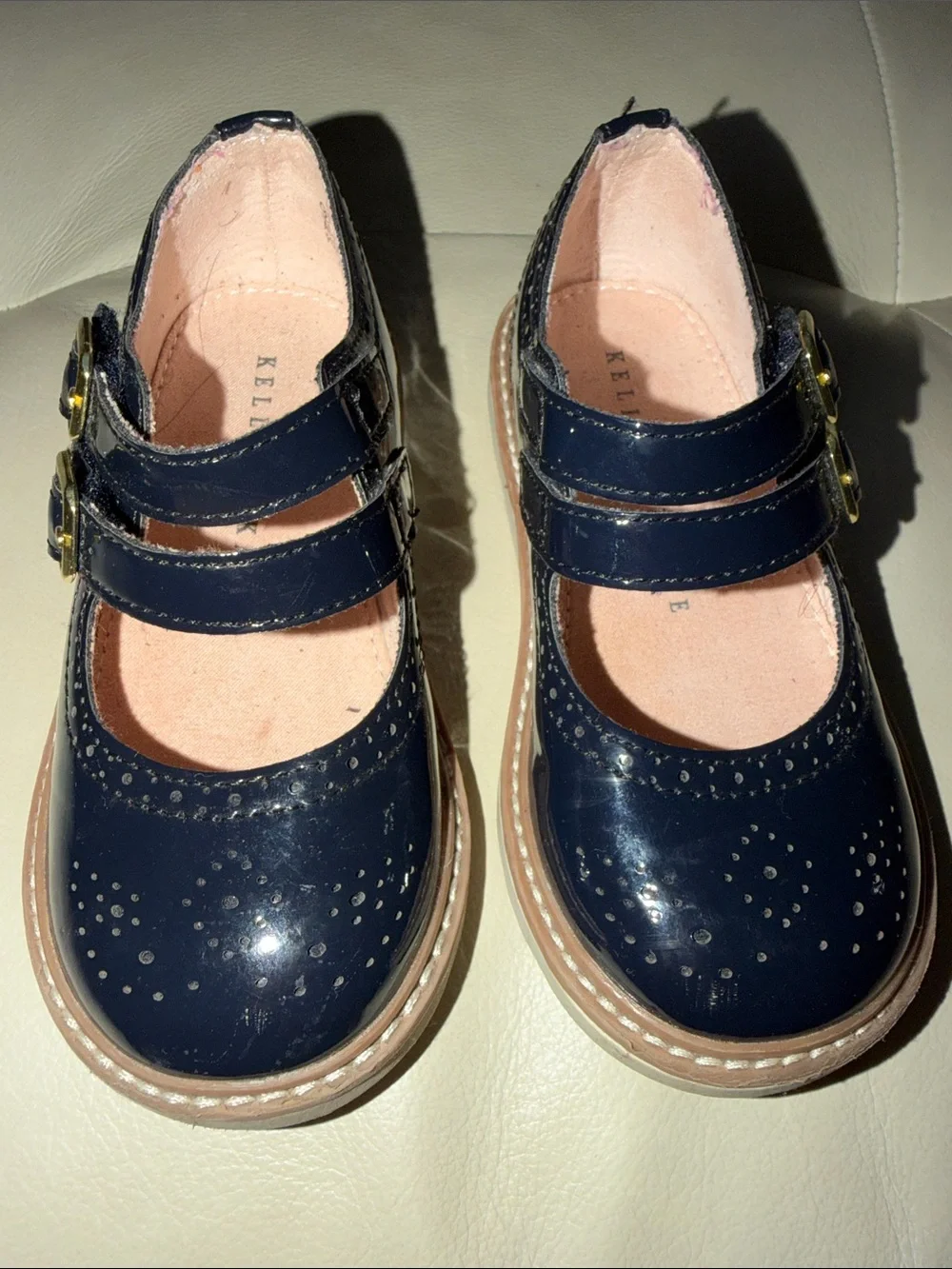 Kelly & Katie Navy Patent Double-Strap Mary Jane Shoes